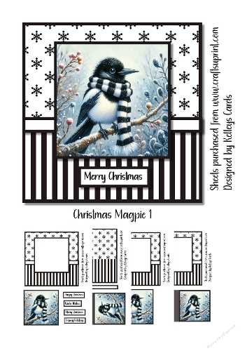 Christmas Magpie with Black and White Scarf
