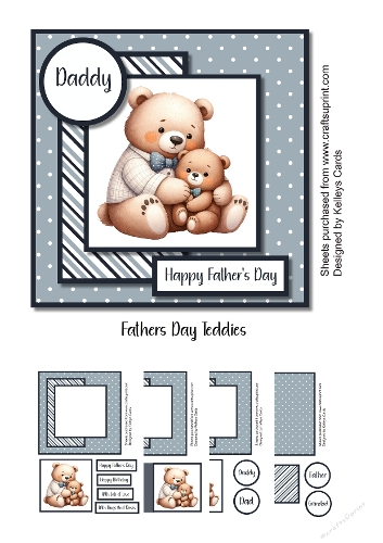 Teddies Birthday or Fathers Day Card Kit