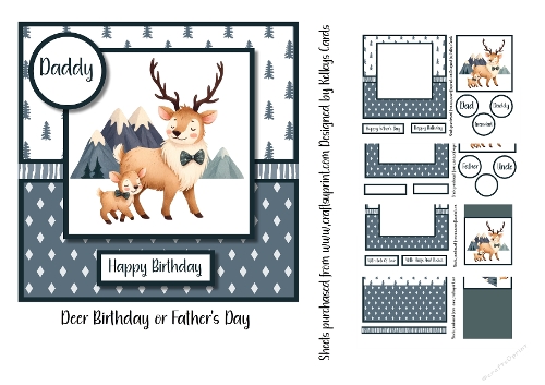 Deer Birthday or Fathers Day Card Kit