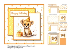 Cute Cheetah Birthday Card Mini Kit