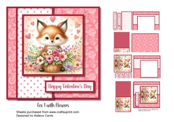 Fox 1 with Flowers Greeting Card