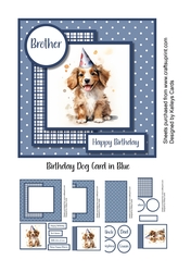 Birthday Dog Card in Blue