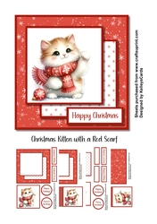 Christmas Kitten with Red Scarf