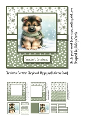Christmas German Shepherd Puppy with Green Scarf