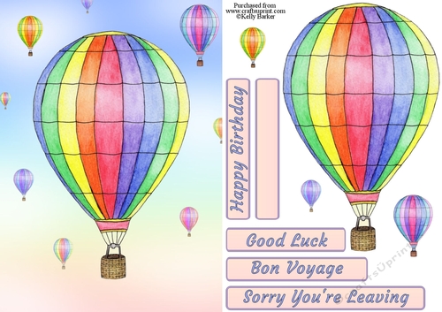 Hot Air Balloon Birthday Good Luck Quick Card