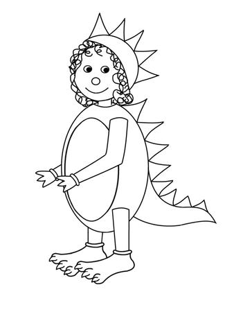 Dinosaur Costume Black and White Digistamp Original Art
