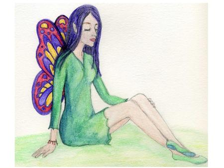 Green Fairy Watercolour Original Art