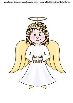 Angel with Harp in Colour