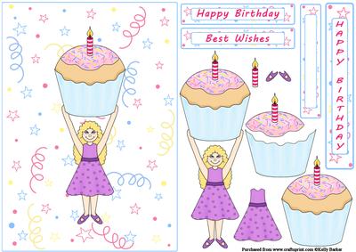 Giant Birthday Cupcake and Girl