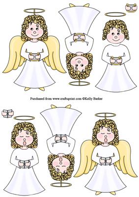 Singing Angel and Angel with Harp
