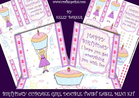Birthday Cupcake Girl Double Twist Easel Mini Kit