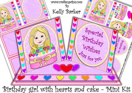 Birthday Girl with Hearts and Cake Double Twist Easel