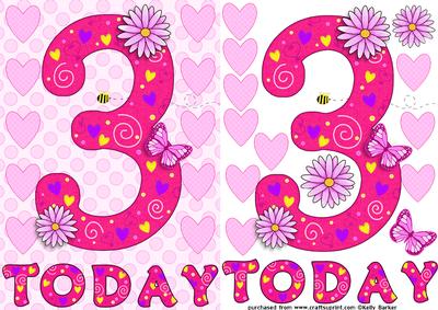 Three Today Girl Butterflies and Flowers A5 Decoupage