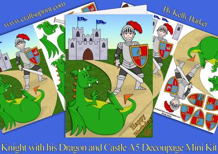 Knight with His Dragon and Castle A5 Decoupage Mini Kit