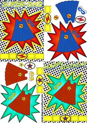 Superhero Dad A6 Decoupage 2 in 1