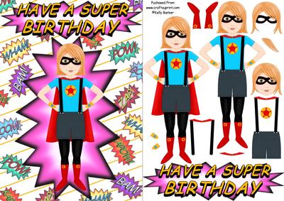 Comic Book Superhero Birthday Girl A5 Decoupage