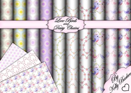 Love Birds and Daisy Chains Backing Paper Kit