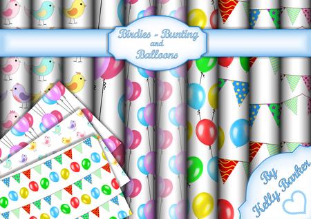 Birdies Bunting and Balloons Backing Paper Kit