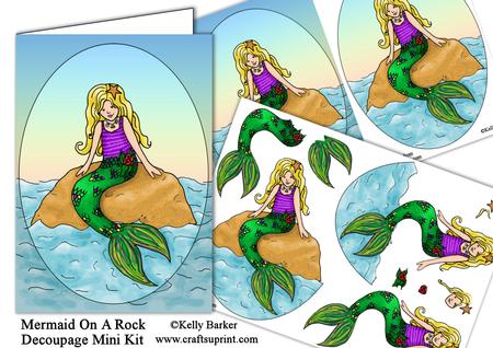 Mermaid on a Rock Decoupage Mini Kit