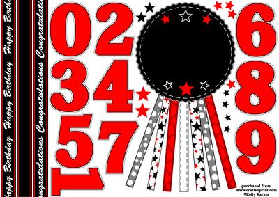 All Ages Birthday Rosette in Black and Red