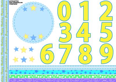 All Ages Birthday Rosette in Blue and Yellow