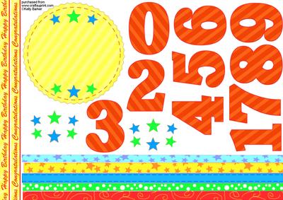 All Ages Birthday Rosette Orange Stripes