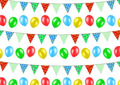 Colourful Bunting and Balloons Backing Paper