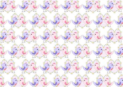 Love Birds and Heart Shaped Daisy Chain Backing Paper