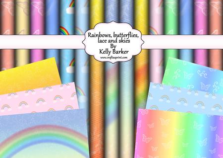Rainbows Butterflies Lace and Skies Backing Paper Kit