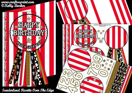 Sunderland Rosette Over Edge All Ages Birthday Father's Day