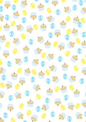 Small Balloons and Cupcakes in Blue and Yellow Backing Paper