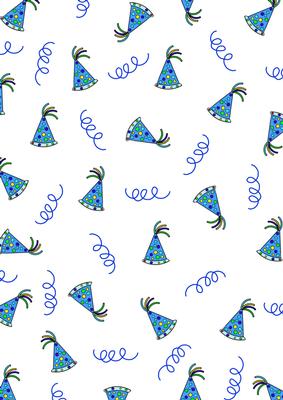 Blue Party Hats and Streamers Backing / Background / Vellum
