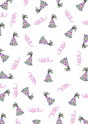 Pink Party Hats and Streamers Backing / Background / Vellum