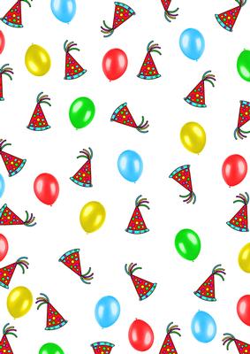 Balloons and Red Party Hats Backing Paper Background Vellum