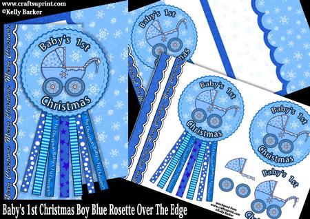Baby's 1st Christmas Boy Blue Rosette Over the Edge Mini Kit