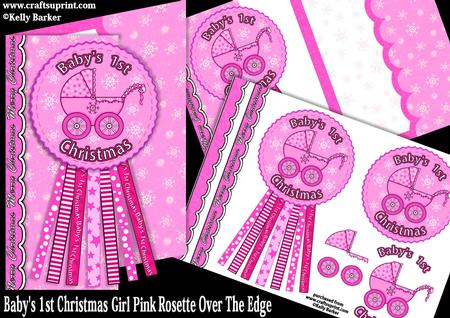 Baby's 1st Christmas Girl Pink Rosette Over Edge Mini Kit