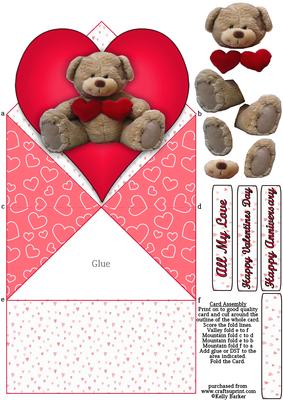 Teddy Bear Love Diamond Top Spring Card