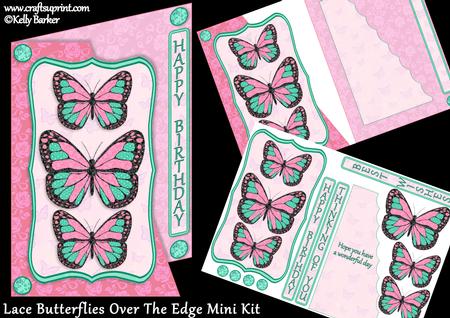 Lace Butterflies Over the Edge Pink and Green Mini Kit