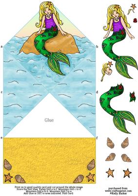Mermaid on a Rock Diamond Top Spring Card