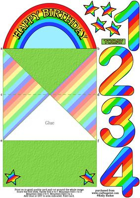 Birthday Rainbow Diamond Top Spring Age Card