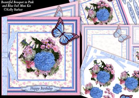Beautiful Bouquet in Pink and Blue 8x8 Mini Kit
