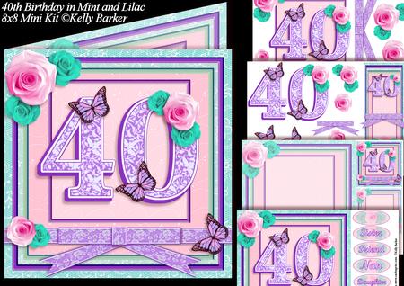 40th Birthday in Mint and Lilac 8x8 Square Mini Kit