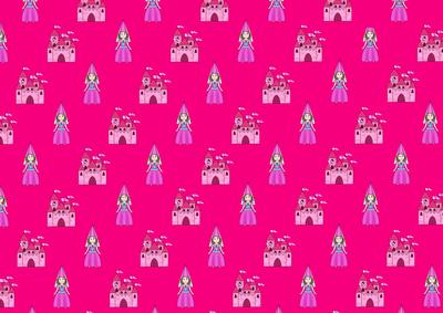 Princess and Castle Hot Pink Backing Paper