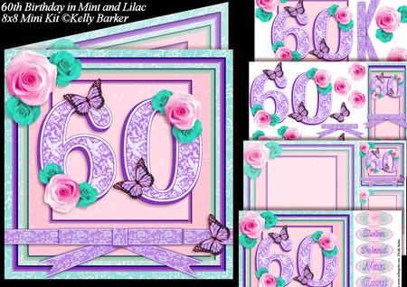 60th Birthday in Mint and Lilac 8x8 Square Mini Kit