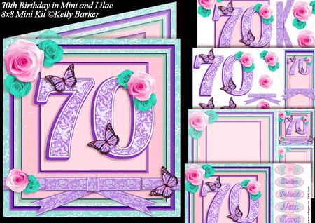 70th Birthday in Mint and Lilac 8x8 Square Mini Kit
