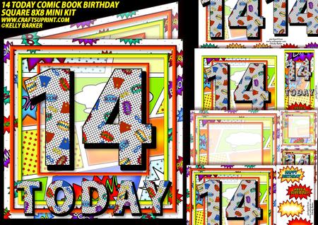 14 Today Comic Book Birthday Square 8x8 Mini Kit