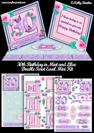 30th Birthday in Mint and Lilac Double Twist Easel Mini Kit