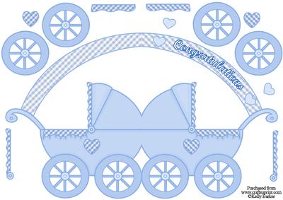 Pram Shaped Card Baby Boy