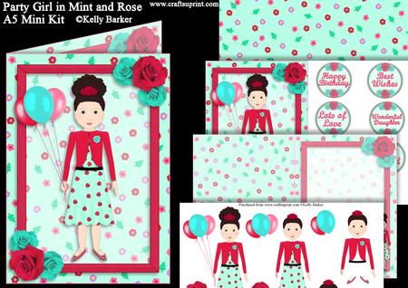 Party Girl Mint and Rose A5 Decoupage Mini Kit