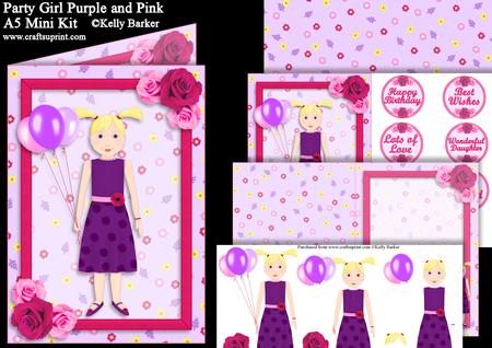 Party Girl Purple and Pink A5 Decoupage Mini Kit
